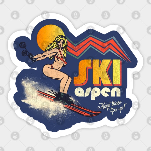 Ski Aspen 70s/80s Retro Souvenir Style Skiing Sticker by darklordpug